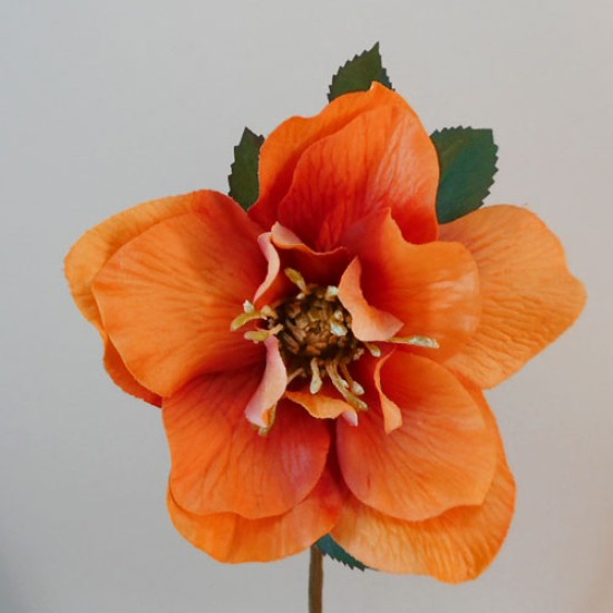 Silk Hellebore Stem Orange 49cm Artificial Flowers